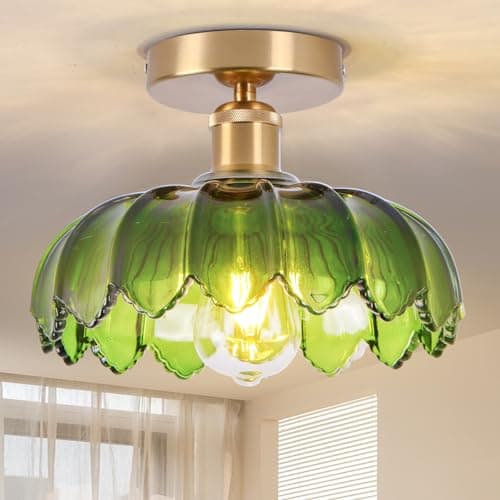 Image of Surpars House Ceiling Light, Semi Flush Mount Ceiling Lighting Fixture, Glass Pendant Lamp Shade, Farmhouse Chandelier Lighting for Hallway, Vintage Hanging Light Fixtures