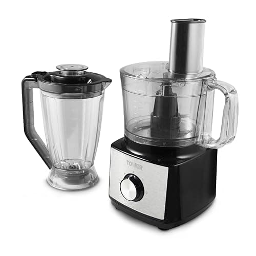 Image of Tower Multi-Function Food Processer & Blender with 2L Mixing Bowl, 1.8L Jug, 2 Speed Settings & Pulse Function, 750W, Black, T18008BLK
