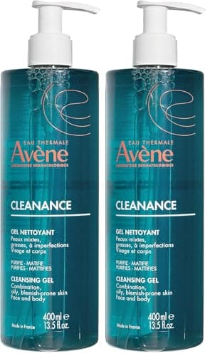 Image of Avène Cleanance Cleansing Gel 400ml, Cleanser for Blemish-Prone Skin, Oily Skin Wash, Mattifying Cleanser, Gentle Gel (Pack of 2)