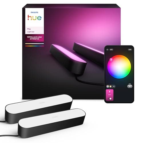 Image of Philips Hue Play White and Colour Ambiance Smart Light Bar Double Pack Base Unit, Entertainment Lighting for TV and Gaming (Works with Alexa, Google Assistant and Apple HomeKit), Black