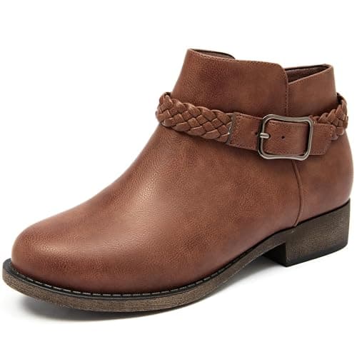 Image of Veittes Women's Ankle Boots, Casual Thick Heel Side Zipper Office Comfort Boots.(2404001,DB/PU,6.5 UK)