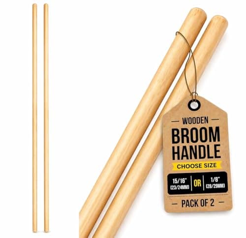 Image of EDS Wooden Broom Handle 4ft (48 Inch) 28/29mm Diameter Broomstick Pole Strong Wooden Replacement Handle for Brooms & Mops Universal Fit Cleaning Tool Handle Only (1/8" (28/29mm), Pack of 2)