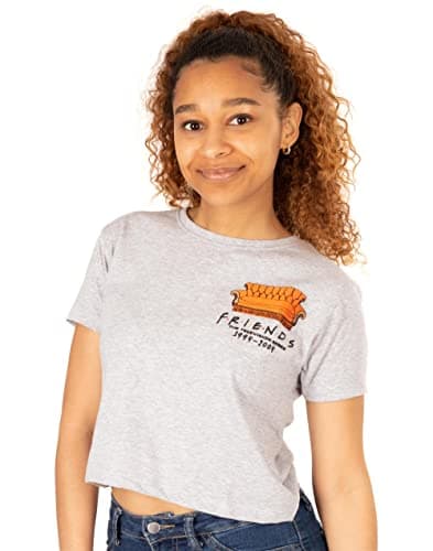Image of FRIENDS Womens Cropped T-Shirt Central Perk Couch TV Show Merchandise Adult Grey Top for Teens XL