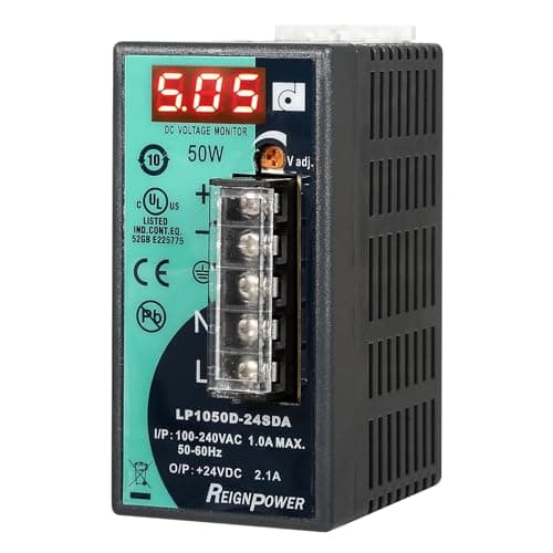 Image of DEWIN Din-Rail Switching Power Supply, 50W Digital Display Switching Power Supply AC100-240V Din Rail DC Power Supply Voltage Monitor