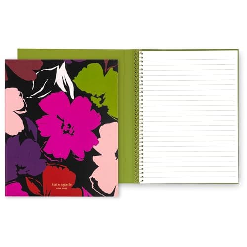 Image of Kate Spade New York Small Concealed Spiral Notebook, 8.25" x 6.75" Journal Notebook with 112 Lined Pages (Painterly Blooms)
