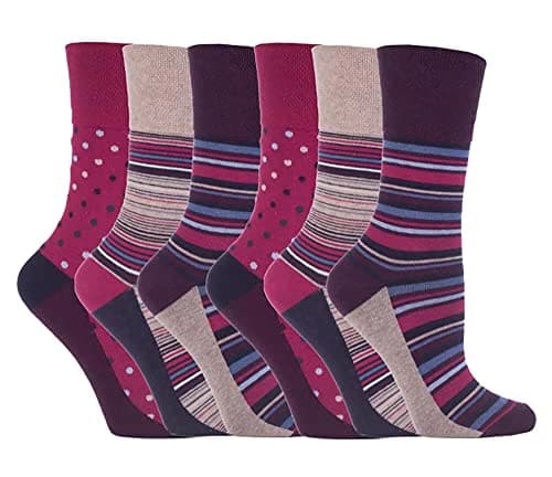 Image of Gentle Grip 6 Pairs Ladies Cotton No Elastic Socks 4-8 uk, 37-42 eur (4-8 uk, 37-42 eur, GG55)