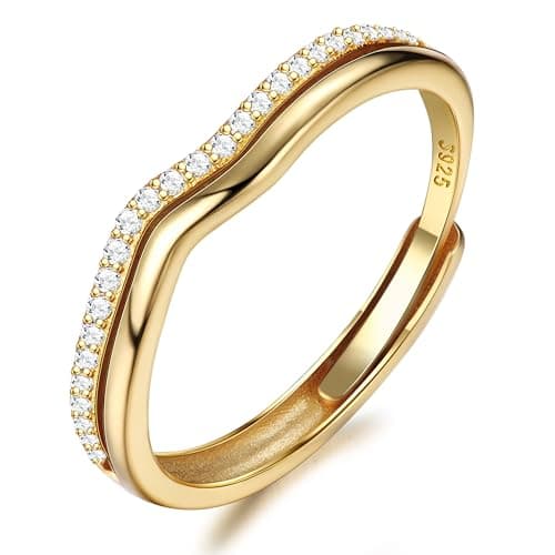 Image of JeweBella 925 Sterling Silver Ring Adjustable Thumb Ring Engagement Wedding Rings Eternity Promise Gold Silver Rose Gold Rings for Women Girls Jewellery Gifts