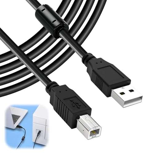 Image of Printer Cable 5M USB 2.0 Printer Lead Type A Male to B Male Scanner Cord High Speed Compatible with HP Canon Brother Epson Dell Lexmark Xerox Samsung and more USB A to B Devices (Black)