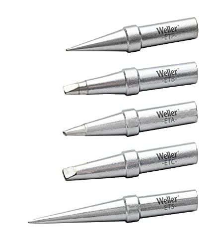 Image of Genuine Weller WE1010 Soldering Tip Set - ETA, ETB, ETC, ETP, TETS, 5 PCS