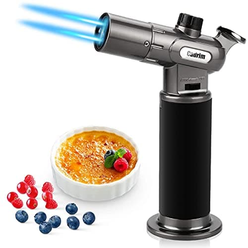 Image of Cadrim Kitchen Blow Torch 1300°C Dual Flame Adjustable Refillable Butane Chef Tool Cooking Blowtorch Lighter Mini Adjustable Flame with Lock BBQ Baking Creme Brulee Crafts Soldering (Gas Not Included)