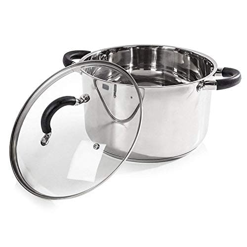 Image of Tower T80837 Essentials 24cm Casserole Dish with Encapsulated Base & Tempered Glass Lid, Mirror Finish Interior & Exterior, Induction Compatible, Stainless Steel, Silver