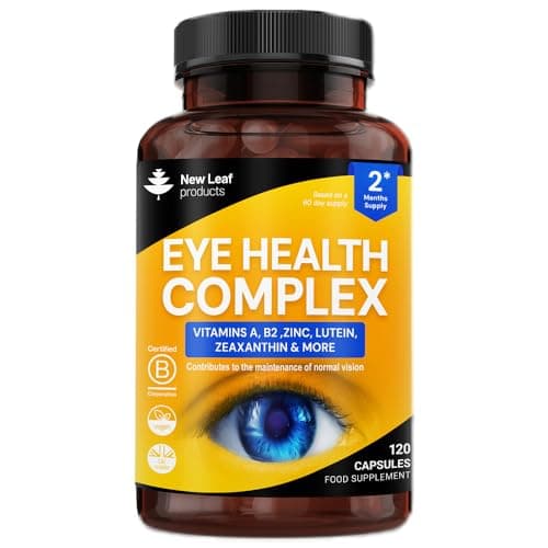 Image of Lutein Supplement for Eyes - Lutein and Zeaxanthin Supplement enriched with Vitamin A, B2 which Supports Normal Vision & Zinc Eye Vitamins - Made in the UK Eye Health Complex by New Leaf