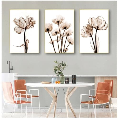 Image of WUHBCZ Canvas Paints-Abstract Art Prints Posters Simple Modern Transparent Flower Canvas Painting Art Picture Artwork for Home Living Kitchen Wall Decoration-60 * 70cm/3PCS (No Frame)