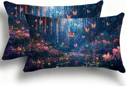 Image of Cushion Covers 30x60cm Set Of 2 Butterfly Colore Lago Cushion Cover Sofa Cushions Pillowcases With Invisible Zipper, Soft And Double-Sided Printing Decorative Throw Pillows Couch,Decoration F0A-801