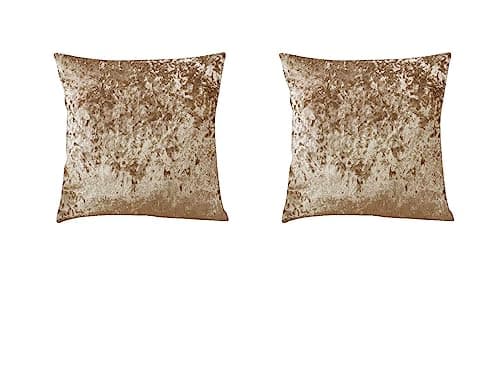 Image of INSAFIANS Decorative Crushed Velvet Cushion Covers 45cm x 45cm/Square Throw Pillowcases for Sofa Bedroom with Invisible Zipper 18x18 Inch (2, Gold)