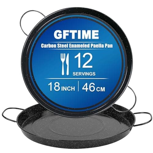 Image of GFTIME Enameled Paella Pan –46cm Paella Pan, Non-Stick for 12 Servings, Perfect for Mediterranean & Spanish Dishes, Suitable for Gas & Electric Stoves (Not Induction)