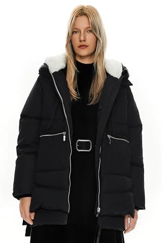 Image of Orolay Women's Thickened Down Jacket Hooded Long Puffer Coat for Winter Black XS