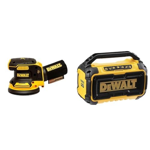 Image of DEWALT DCW210N-XJ Cordless Sander 18V XR Brushless 125mm Bare Unit & DCR011 Bluetooth® Speaker 10.8-54V Li-ion Bare Unit