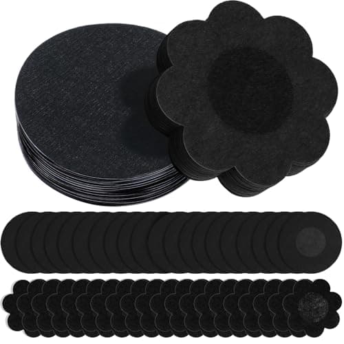 Image of Yuomeaz 40 Pcs Nipple Covers Black, Disposable Black Nipple Patches for Women, Invisible Pasties Self Adhesive, Non-Woven Fabric Breathable Breast Cover Stickers (Round, Flower)