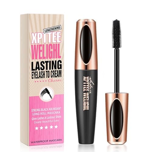 Image of 4D Waterproof Mascara Black - False Lash Effect Mascara for Makeup - Dense, Curled, Lengthening Sets for Women Gifts - Clump-free with Silicone Brush Head - Suitable for Sensitive Eyes