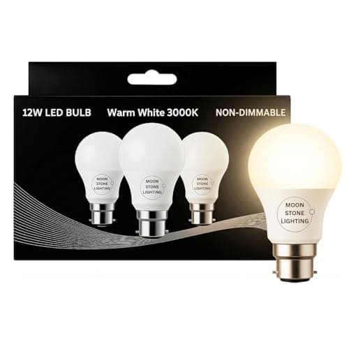 Image of Moonstone Lighting 12W B22 LED Bulb – Warm White 3000K – Bayonet Cap – Non-Dimmable Energy-Saving Light Bulb – Pack of 3 – 100W Equivalent – Long Life LED Lamp (12W B22 Warm White 3 Pack)