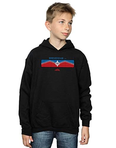 Image of Marvel Boys Captain Marvel Sending Hoodie Black 5-6 Years