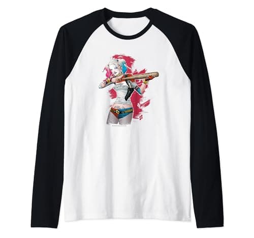 Image of Suicide Squad Harley Quinn Bat Aim Raglan Baseball Tee