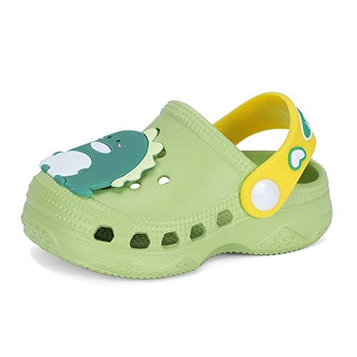 Image of LACOFIA Toddler Boys Girls Garden Clogs Shoes Non-Slip Beach/Pool Slides Kids Summer Slippers Green 3.5/4