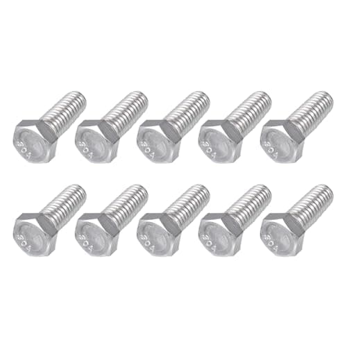 Image of METALLIXITY Hex Head Bolts (3/8-16 x 1") 10Pcs, 304 Stainless Steel 18-8, Fully Threaded, External Hex Drive, Plain Finish, Hex Head Screw Bolt, Silver