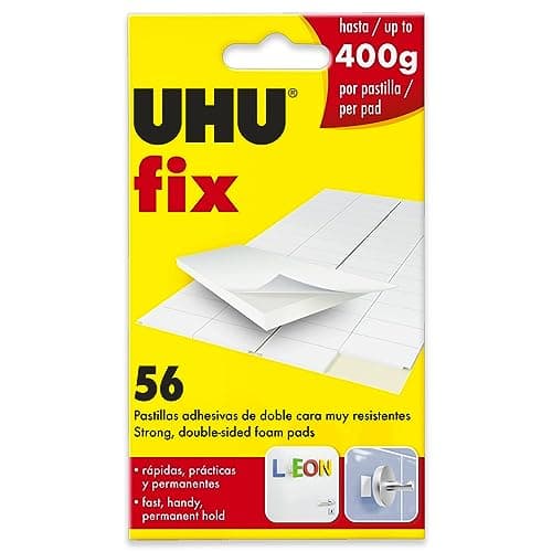 Image of UHU Fix - Double Sided Sticky Glue Foam Pads - Strong Wall Adhesive Strips - Pack of 56