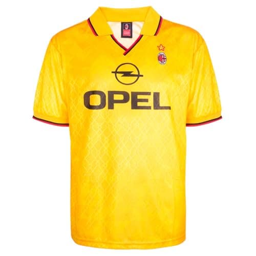 Image of Score Draw AC Milan 1996 Third Retro Football Shirt Yellow X-Large Polyester