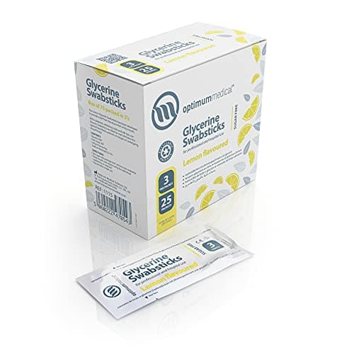 Image of Optimum Medical Glycerin Swabsticks (x75) – Lemon or Blackcurrant Flavour Pleasant Tasting Sugar Free Swab Sticks for Dry Mouth Relief and Dental Hygiene (Lemon - Box of 75)