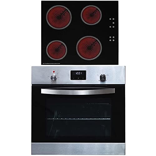 Image of SIA SO114SS 60cm Stainless Steel Digital Electric Single Fan Oven & CERH60BL 4 Zone Ceramic Hob With Child Lock