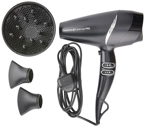 Image of Remington Supercare Pro Ionic Hair Dryer 2200 - Includes Diffusor and Slim Styling; Wide Drying Concentrators;AC7250, Black