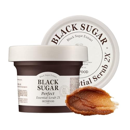 Image of SKINFOOD Black Sugar Perfect Essential Scrub Facial Massage Exfoliator 210g (7.4 fl.oz.) - Removes Blackheads & Dead Skin Cells - Sugar Scrub for Men & Women