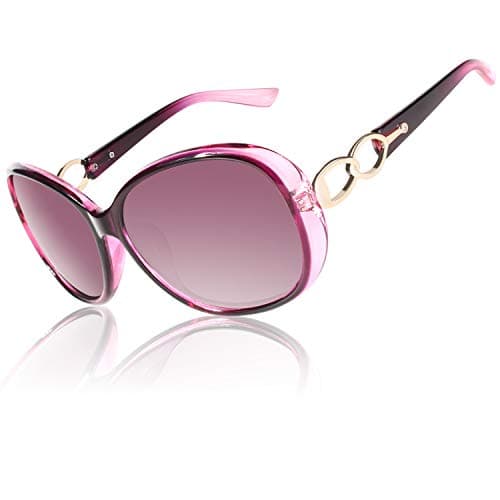 Image of CGID Womens Ladies Sunglasses Polarised Retro Designer Sun Glasses Purple Big Frame Oversized Shades UV Protection Goggles Rhinestones Purple Gradient Lens