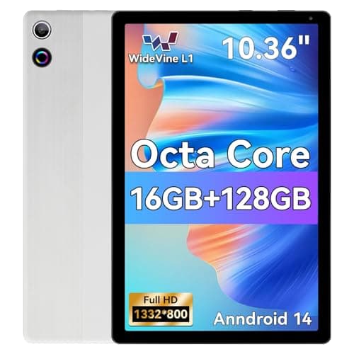Image of Ainmel Android Tablets, 10.36 Inch Tablet, Octa Core, 16GB RAM+128GB ROM (TF 1TB), 5000mAh, 1280x800 HD, WiFi 6, Bluetooth 5.4, 5MP+8MP Cameras Dual Speakers Game Tablets PC (Silver)