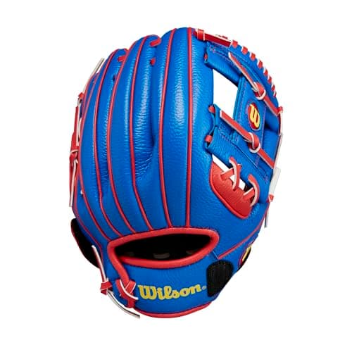 Image of Wilson 2024 A200™ EZ Catch™ Royal 10" T-Ball Glove - Right Handed Royal Blue/Red/Yellow