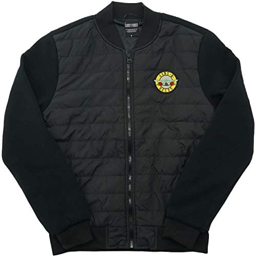 Image of Guns N Roses Quilted Jacket Classic Band Logo Official Black Unisex L