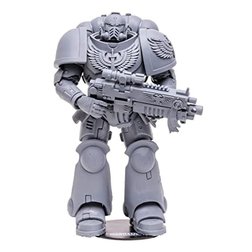 Image of McFarlane Toys, Warhammer 40000 Dark Angel Intercessor Action Figure with 22 Moving Parts, Unpainted Collectible Warhammer Figure with collectors stand base, Customise Your Figure – Ages 12+