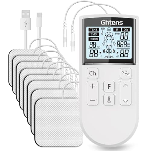 Image of TENS Machine for Pain Relief – GHTENS Rechargeable EMS Unit with 5 Modes, 80 Programs, Dual Channels & 8 Electrode Pads for Back, Sciatica, Shoulder Pain