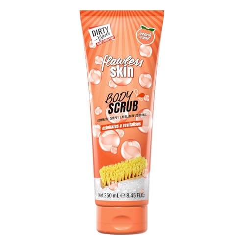 Image of Dirty Works Flawless Skin Body Scrub - Exfoliating Body Polish for Smooth Skin | 250ml | Peach Scent, Invigorating, Deep Cleanse, Radiant Glow