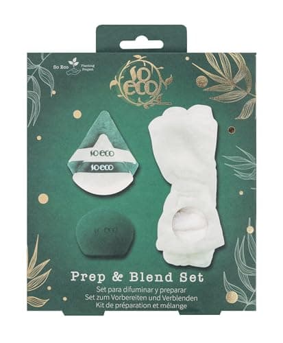 Image of So Eco Prep & Blend Set – Vegan & Cruelty Free, Makeup Sponge, Powder Puffs & Headband for Flawless Foundation, Concealer & Powder Application