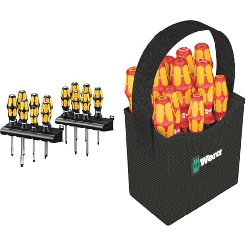 Image of Wera 05133285001 Screwdriver Set Kraftform Big Pack 900, Silver, 13 Pieces & Kraftform 2go 100 VDE 1000v Screwdriver Set in Tool Quiver, PH/PZ/TX/SL, 12pc, 05004310001, Rot