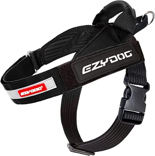 Image of EzyDog Express Dog Harness | Dog Harness for Small, Medium and Large Dogs, Angled Ergonomic Design, Moulded Grip Handle, Easy Release Side Buckle (M, Black)