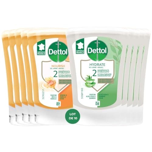Image of DETTOL - Pack of 5 No Touch Honey & Vanilla Refills and 5 No Touch Aloe Vera & Bamboo Refills - 10 Refills