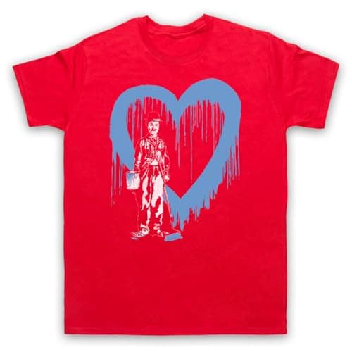 Image of My Icon Art and Clothing Chaplin Love Heart Graffiti Street Art Brainwash Retro Mens T-Shirt, Red, Large