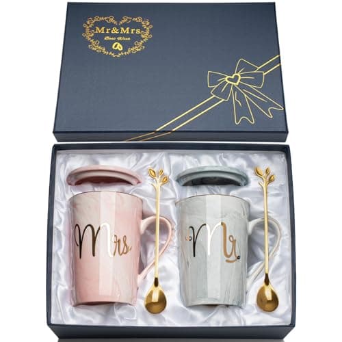 Image of Wedding Gifts Couple Gifts 2PCS Mr and Mrs Mugs, Engagement Gift-s for Couples, Novelty Cups Set for Engagement Wedding Bridal Shower Bride and Groom to Be Newlyweds Anniversary with Exquisite Giftbox