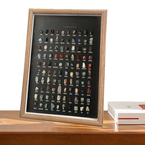 Image of Rock Collection - Crystal Wood 32x23x3cm | 100 Piece Natural Specimen Display Set | Educational Science, Adults, Collectors, Office, Living Room, Bedroom, And Study