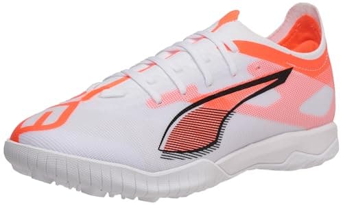Image of PUMA Unisex Ultra 5 Match Turf Football Boots, PUMA White-PUMA Black-Glowing Red, 8 UK
